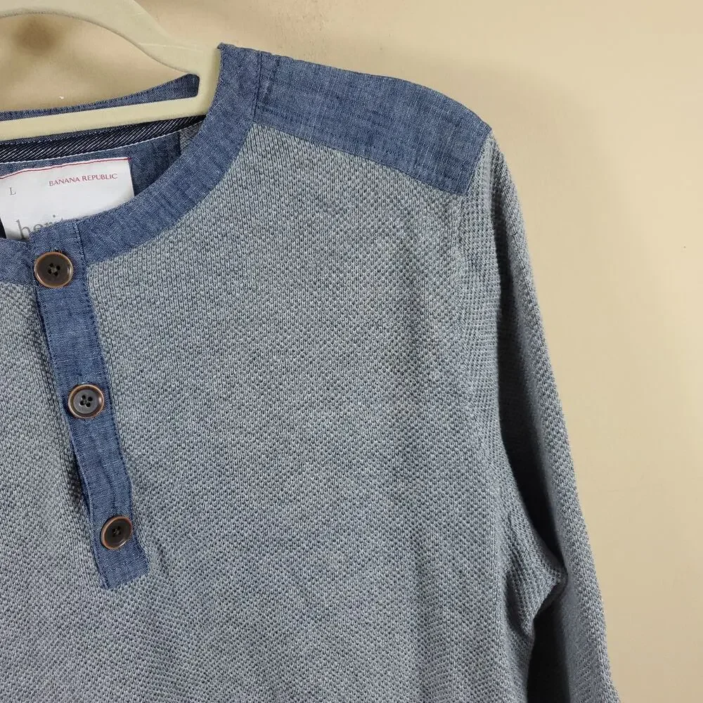 Banana Republic Heritage Texture Long Sleeve Tee Size L